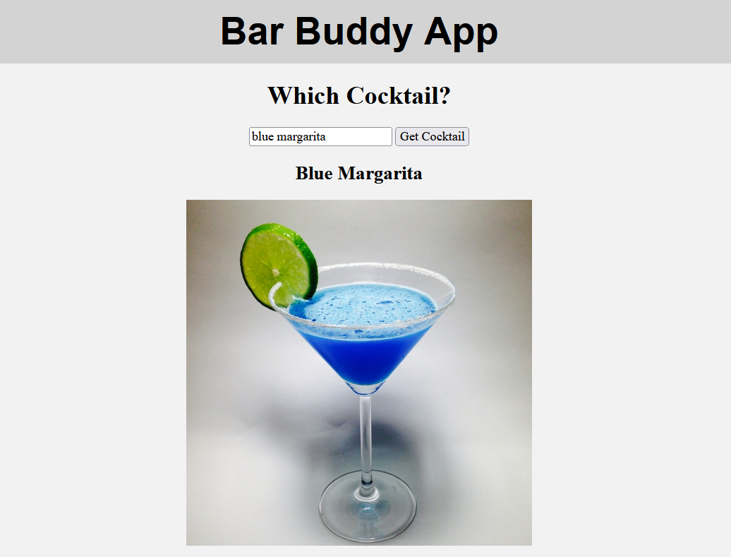 Screenshot of the Bar Buddy App