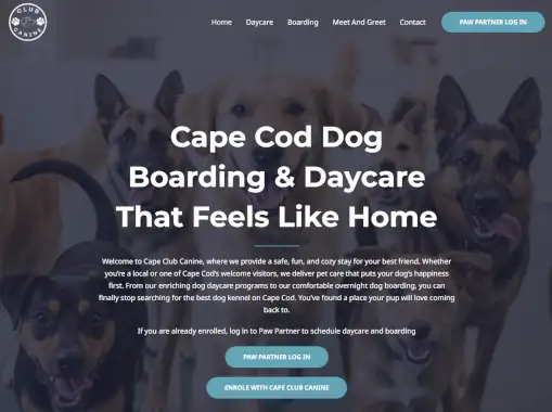 Screenshot of the Cape Club Canine website homepage